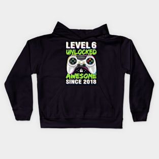 Level 6 Unlocked Awesome Since 2018 6Th Birthday Gaming Boys Kids Hoodie